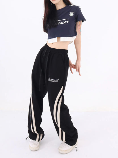 Hip Hop Contrast Baggy Track Sweatpants