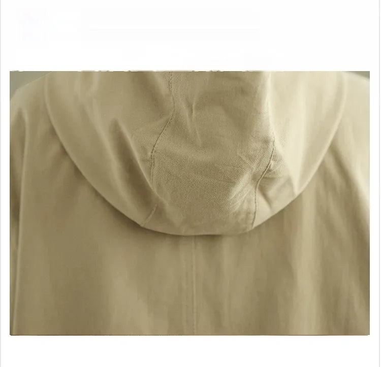 Hooded Patch Pocket Button Front Jacket