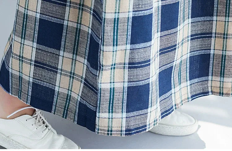 Hooded Plaid Button Down Maxi Dress