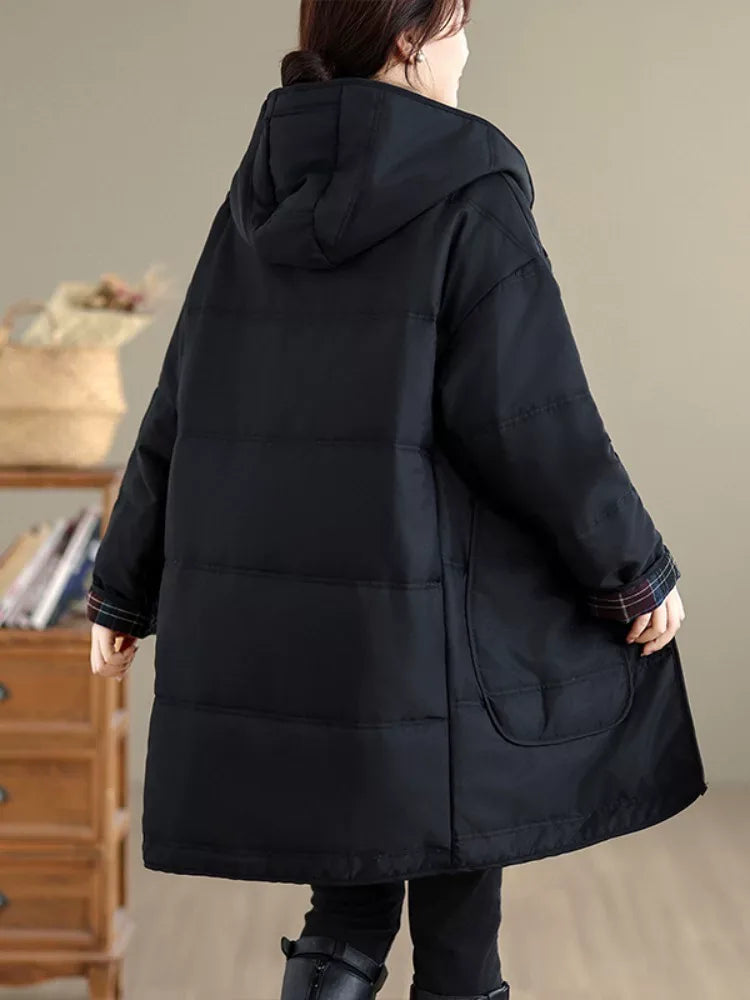 Hooded Quilted Padded Coat with Patch Pockets