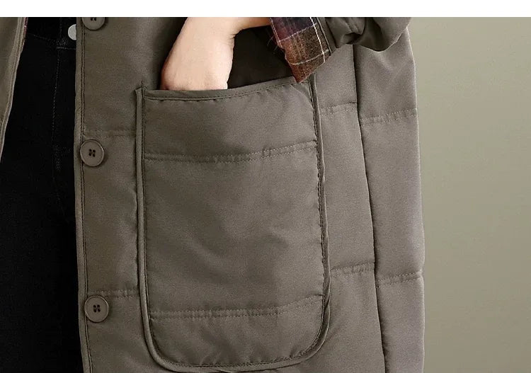 Hooded Quilted Padded Coat with Patch Pockets
