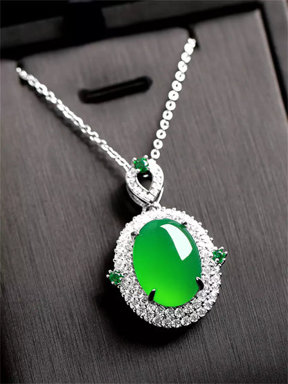 Ice Green Chalcedony Agate Necklace