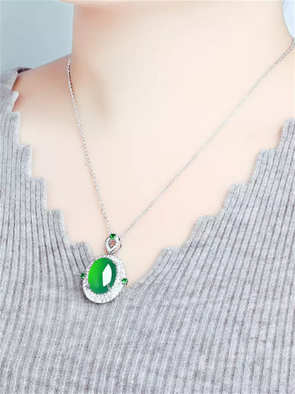 Ice Green Chalcedony Agate Necklace