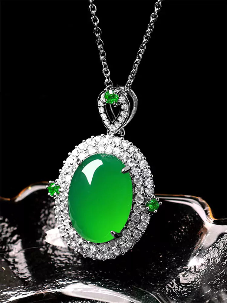 Ice Green Chalcedony Agate Necklace