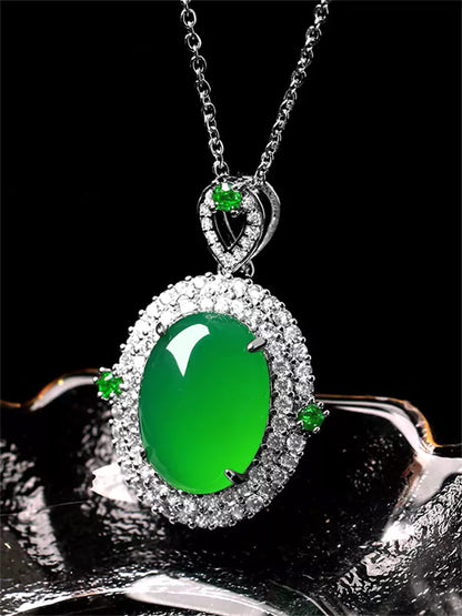 Ice Green Chalcedony Agate Necklace