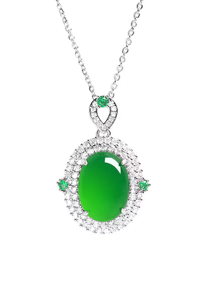 Ice Green Chalcedony Agate Necklace