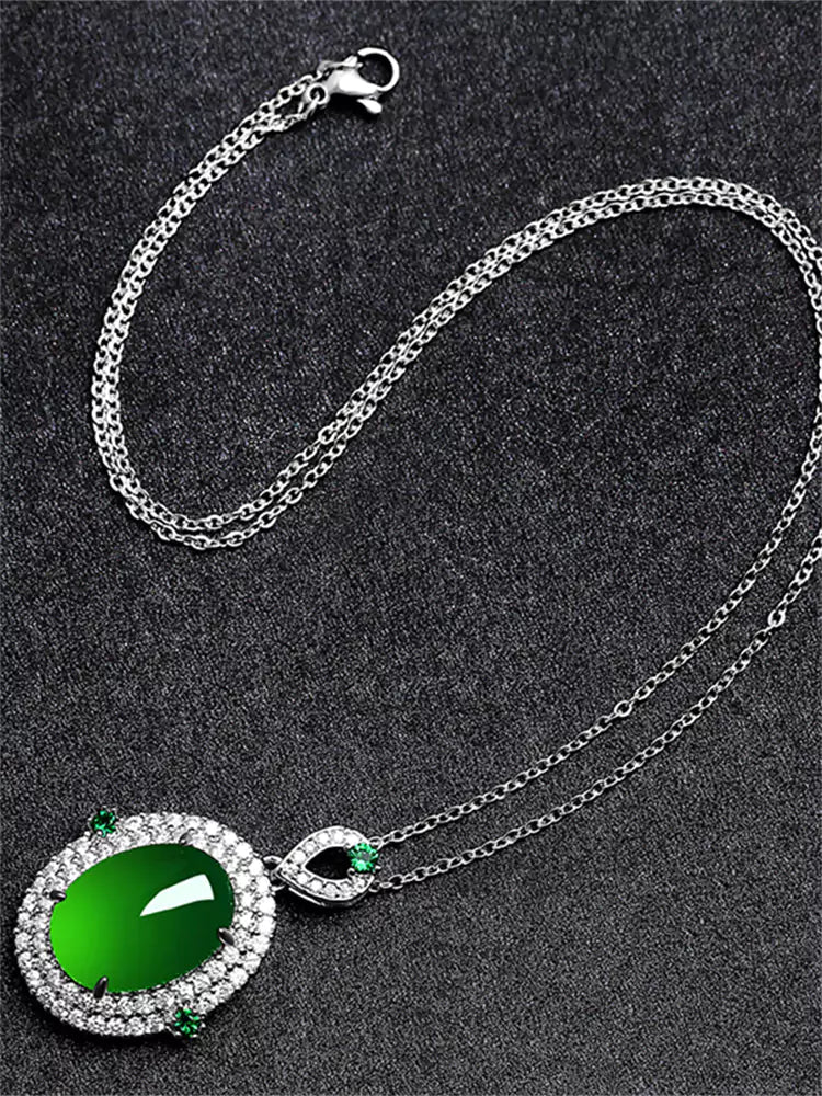 Ice Green Chalcedony Agate Necklace