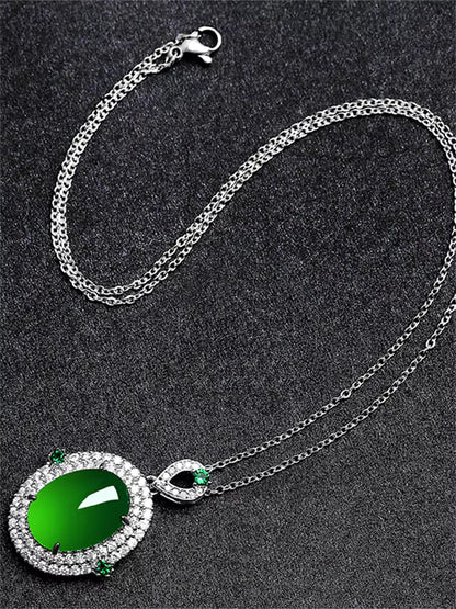 Ice Green Chalcedony Agate Necklace