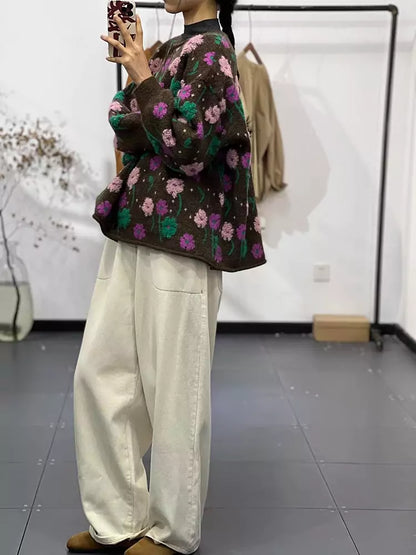 Cárdigan con bordado floral intrincado y cierre de un solo botón