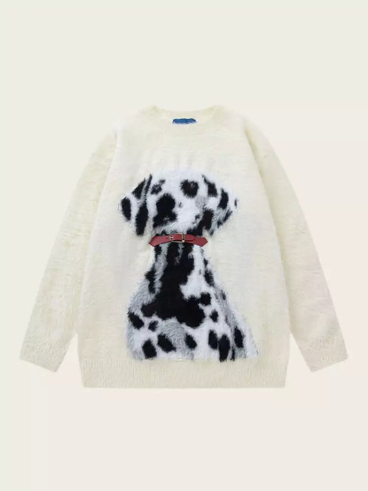 Vintage College Style Dalmatian Knit Sweater