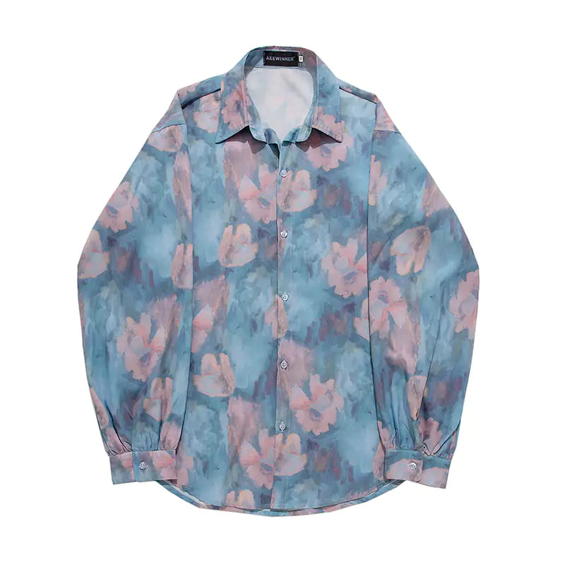 Camisa holgada teñida de moda coreana con drapeado