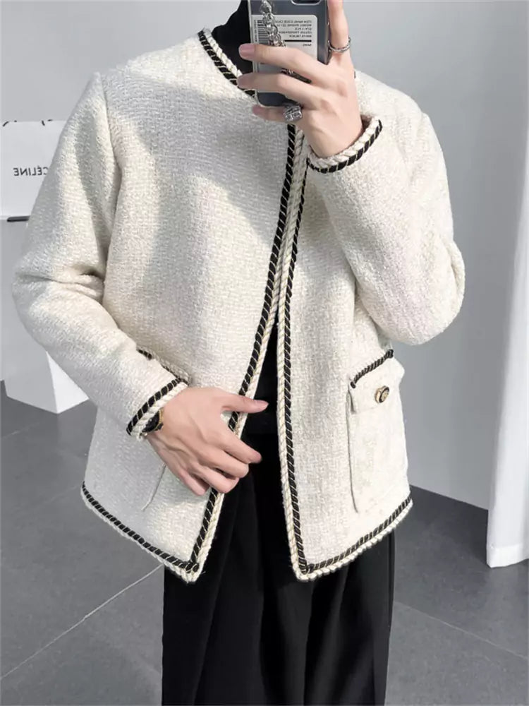Chaqueta clásica de tweed a medida de estilo callejero coreano
