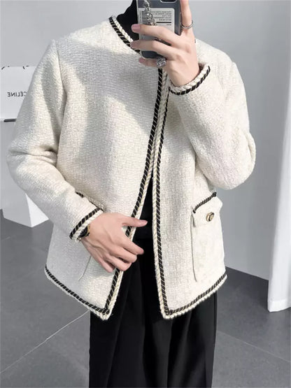 Chaqueta clásica de tweed a medida de estilo callejero coreano