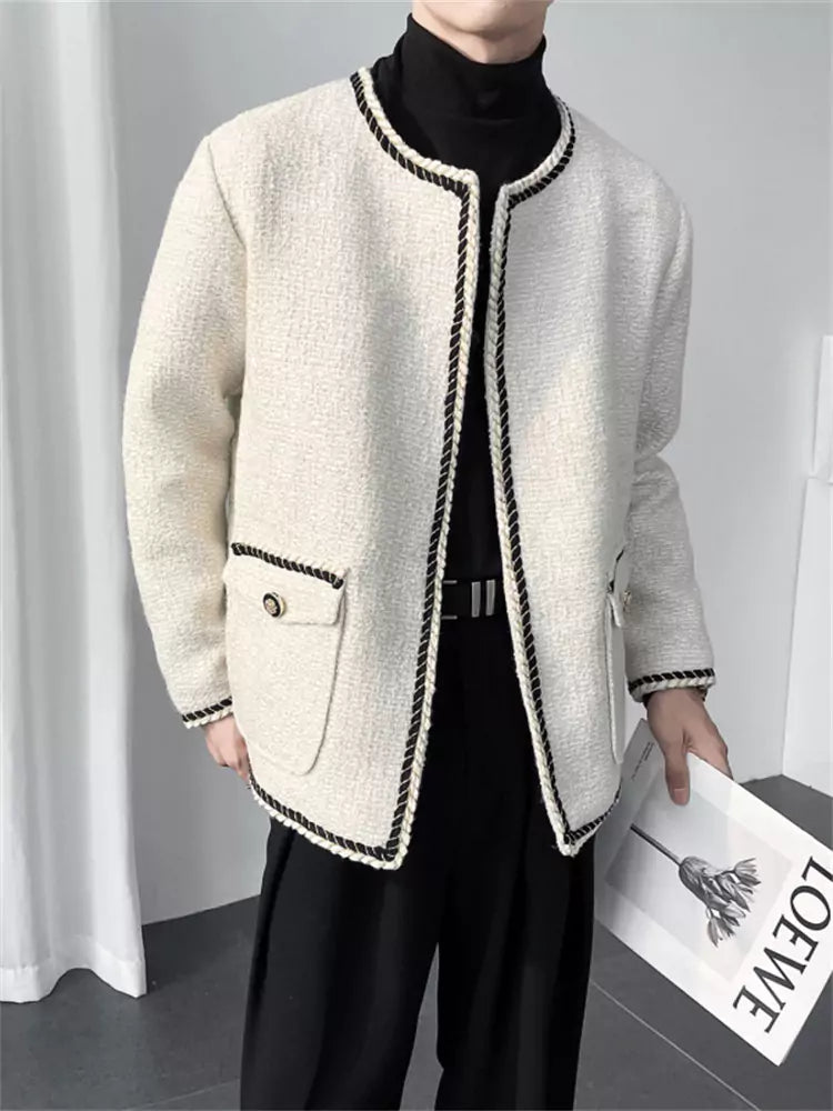 Chaqueta clásica de tweed a medida de estilo callejero coreano