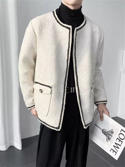 Chaqueta clásica de tweed a medida de estilo callejero coreano