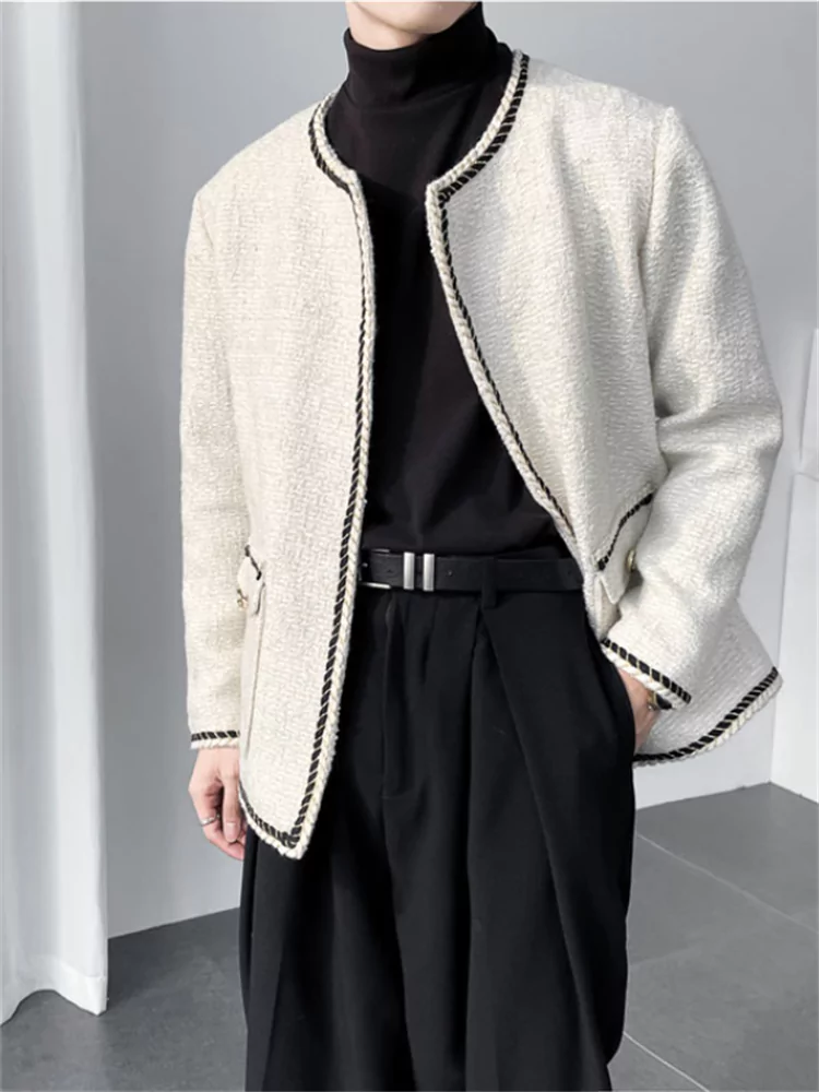 Chaqueta clásica de tweed a medida de estilo callejero coreano