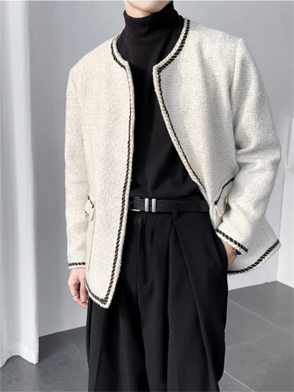 Chaqueta clásica de tweed a medida de estilo callejero coreano