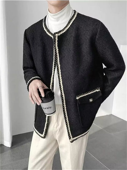 Chaqueta clásica de tweed a medida de estilo callejero coreano