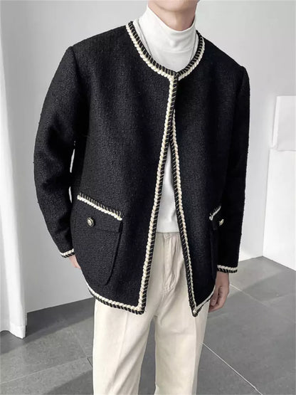 Chaqueta clásica de tweed a medida de estilo callejero coreano