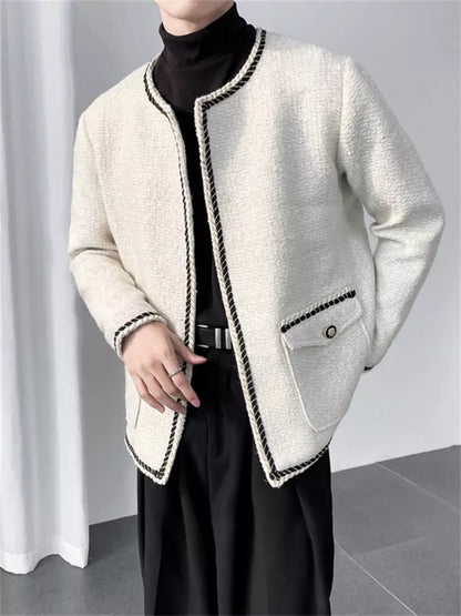 Chaqueta clásica de tweed a medida de estilo callejero coreano