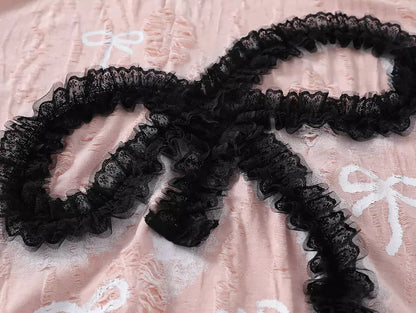 Langarmshirt mit Schleife und seitlichem Kordelzug, Spitze und Spitze