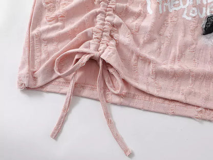 Langarmshirt mit Schleife und seitlichem Kordelzug, Spitze und Spitze