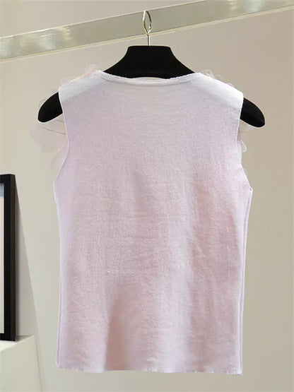 Lace Trim V-Neck Vest