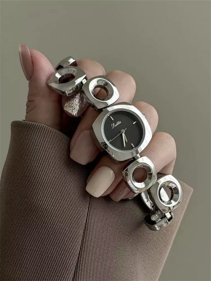 Ladies' Irregular Openwork Gold Bracelet Watch 