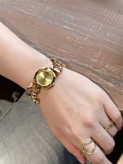 Ladies' Irregular Openwork Gold Bracelet Watch 