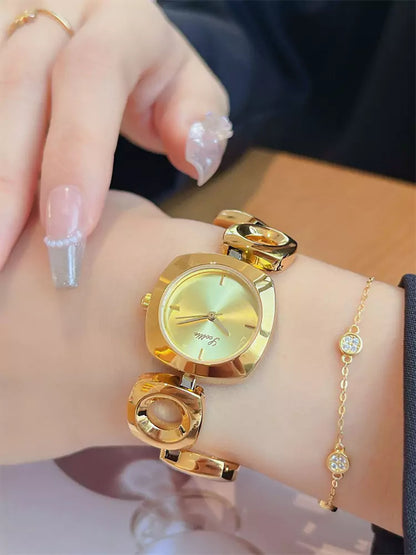 Ladies' Irregular Openwork Gold Bracelet Watch 