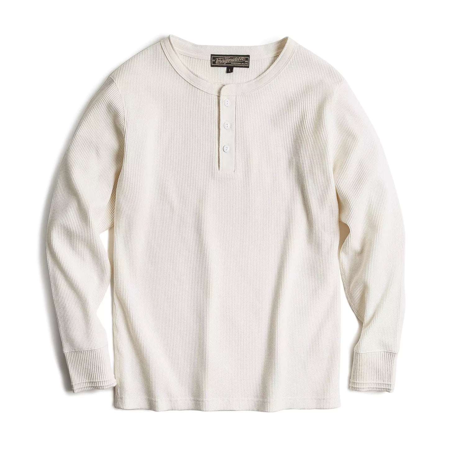 Long-Sleeve Heavyweight Waffle Knit Henley T-shirt