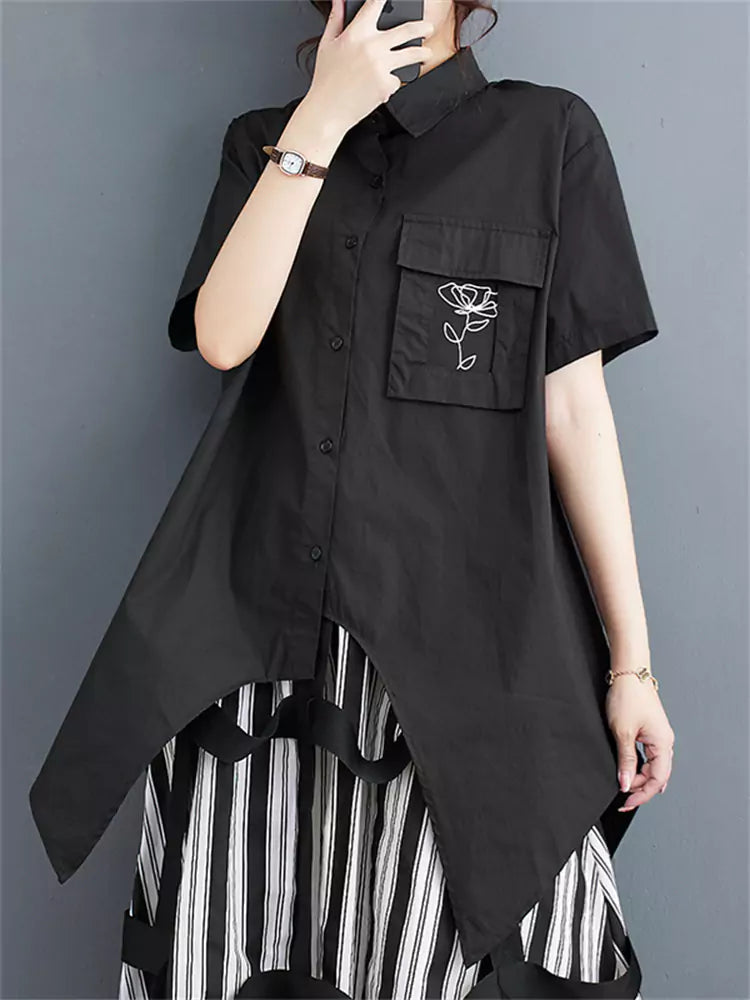 Women's Casual Unique Fashion Irregular Pocket Shirt Top