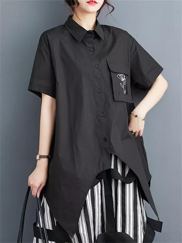 Women's Casual Unique Fashion Irregular Pocket Shirt Top