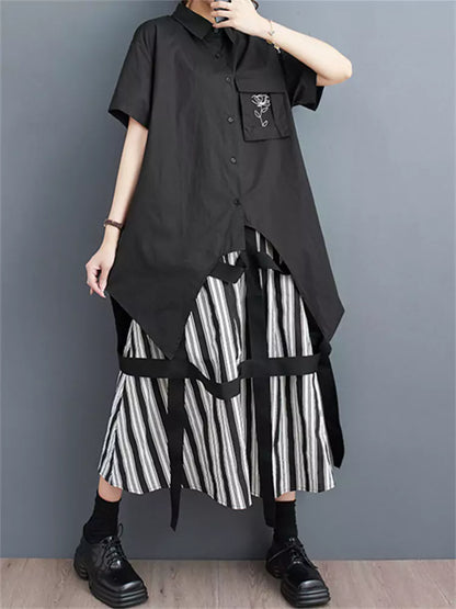 Lässiges, modisches Damen-Hemd mit asymmetrischer Tasche