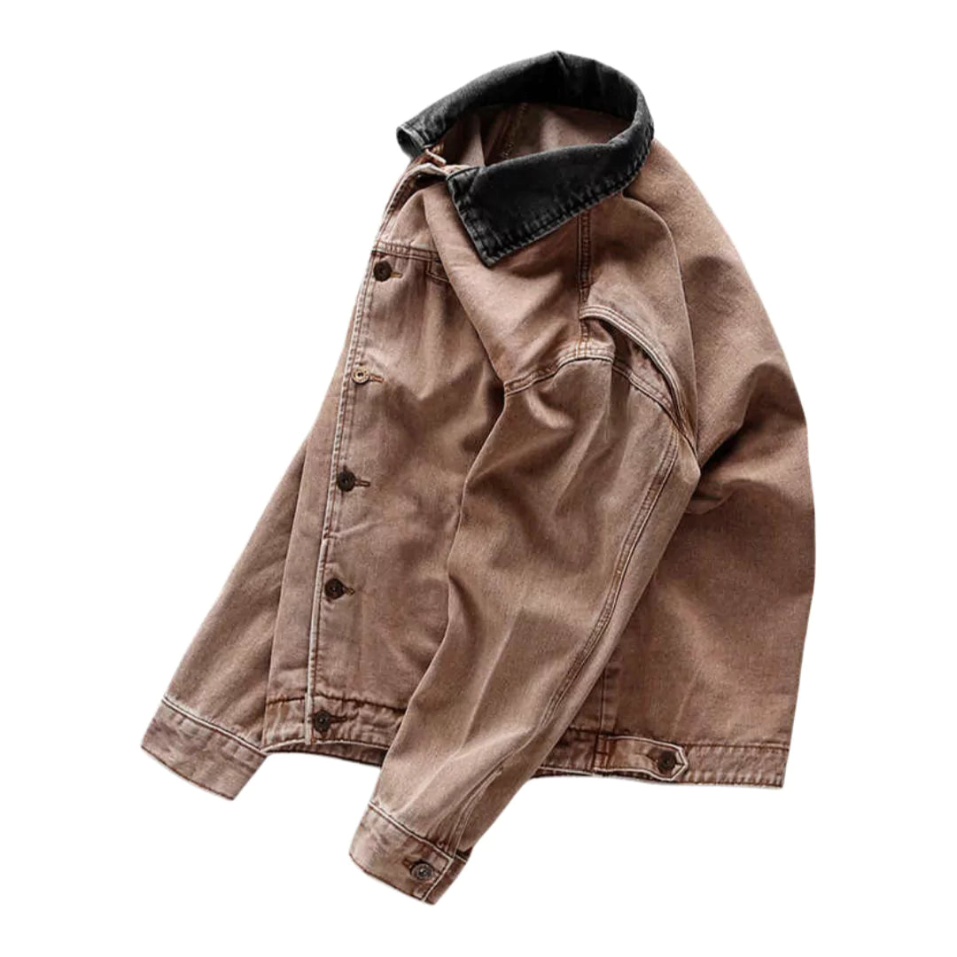 Herren-Jeansjacke im Retro-Look mit schlichter Passform und Used-Look