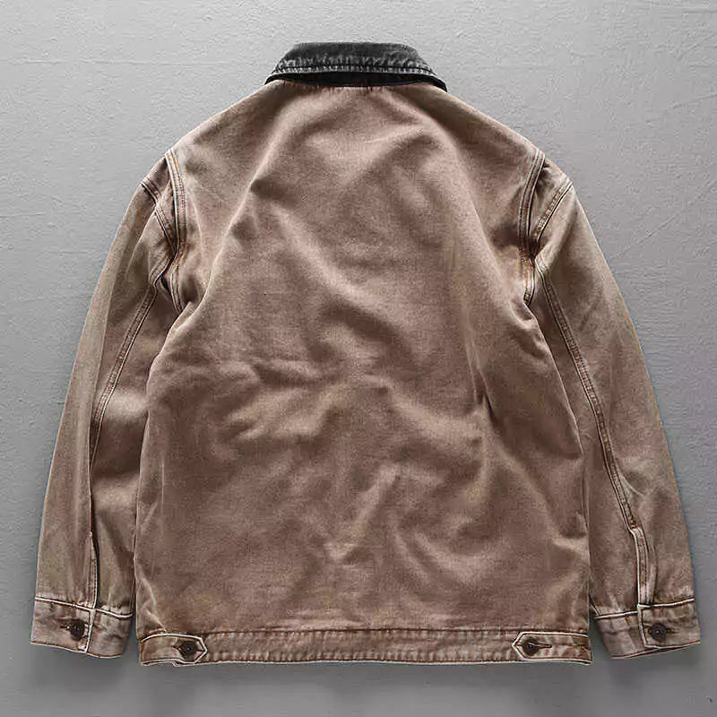 Chaqueta vaquera desgastada retro de corte limpio para hombre