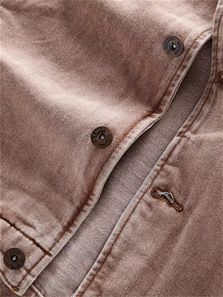 Herren-Jeansjacke im Retro-Look mit schlichter Passform und Used-Look