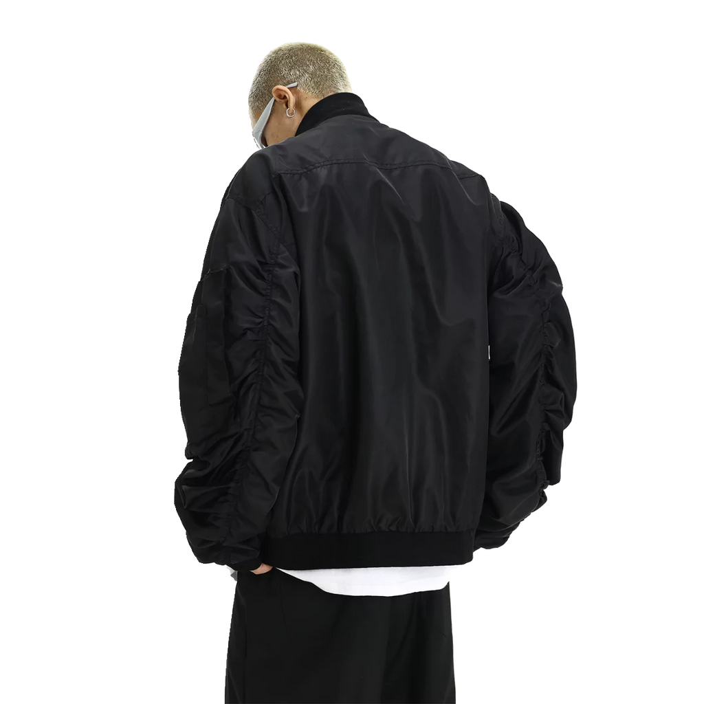 Chaqueta de piloto bordada de corte holgado para hombre