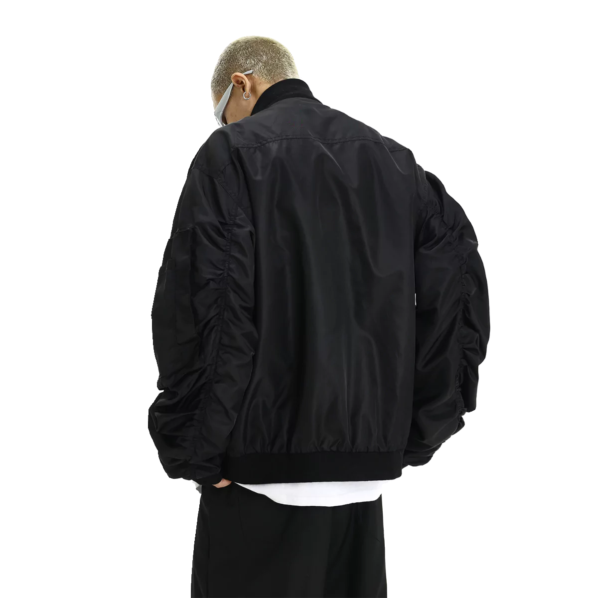 Chaqueta de piloto bordada de corte holgado para hombre