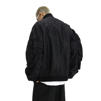 Chaqueta de piloto bordada de corte holgado para hombre