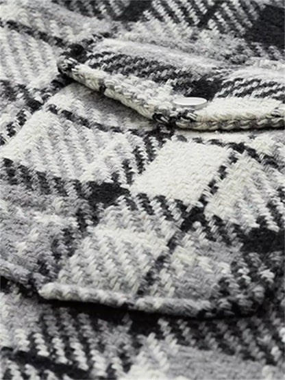 Men's Retro Turn-Down Collar Tweed Jacket