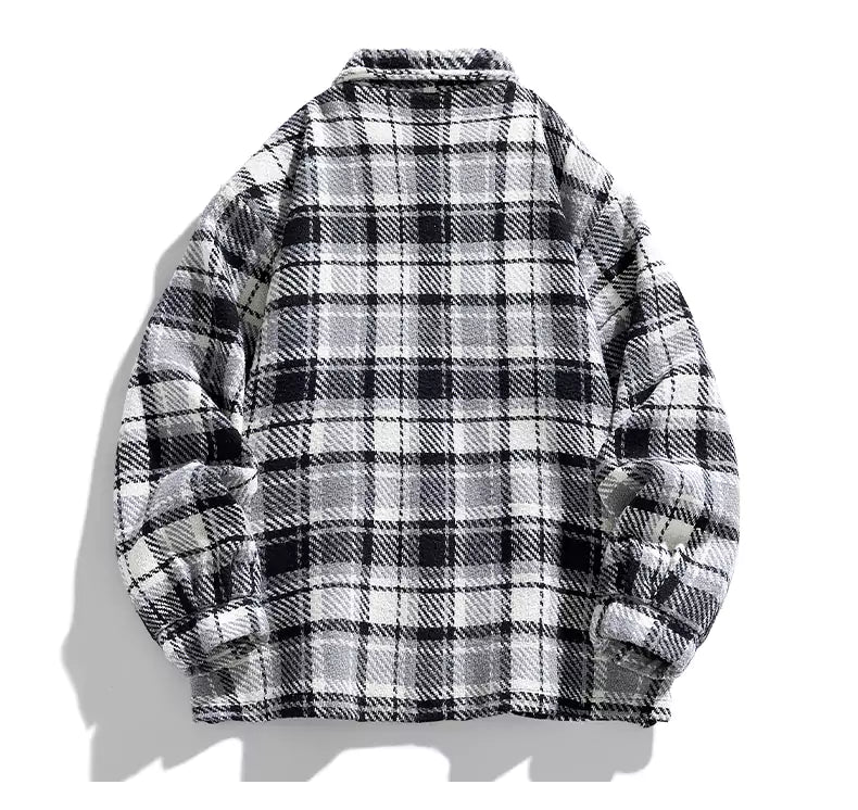 Chaqueta de tweed retro con cuello vuelto para hombre