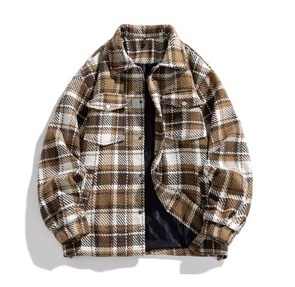 Men's Retro Turn-Down Collar Tweed Jacket