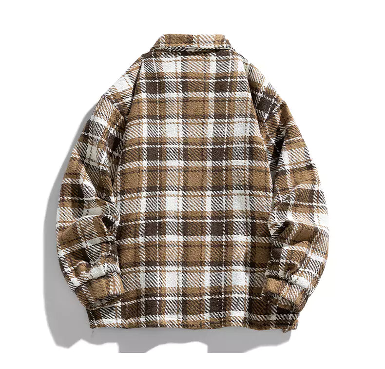Chaqueta de tweed retro con cuello vuelto para hombre