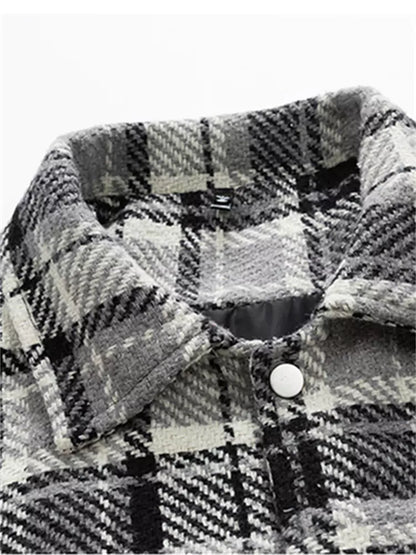 Men's Retro Turn-Down Collar Tweed Jacket