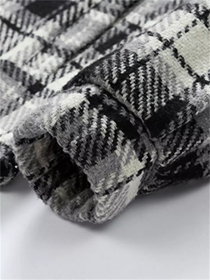 Men's Retro Turn-Down Collar Tweed Jacket