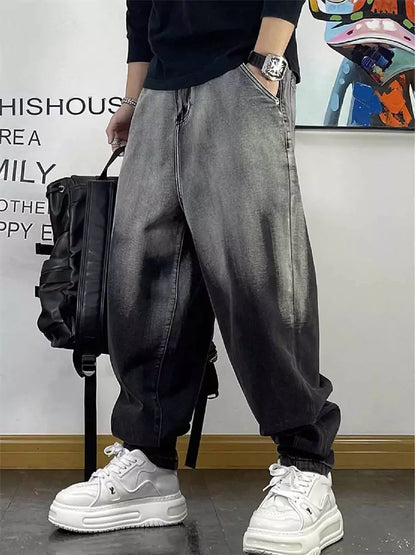 Herren-Streetwear-Jeans mit lässiger Passform und gewaschenem Denim