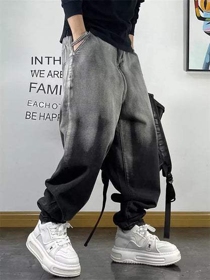 Herren-Streetwear-Jeans mit lässiger Passform und gewaschenem Denim