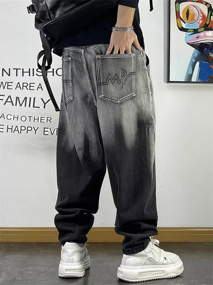 Herren-Streetwear-Jeans mit lässiger Passform und gewaschenem Denim