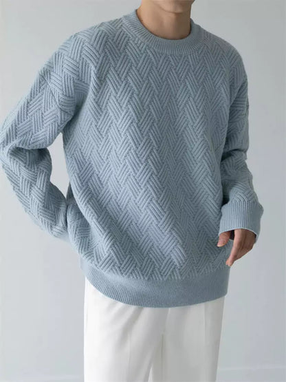 Dicker Herrenstrickpullover mit Karomuster